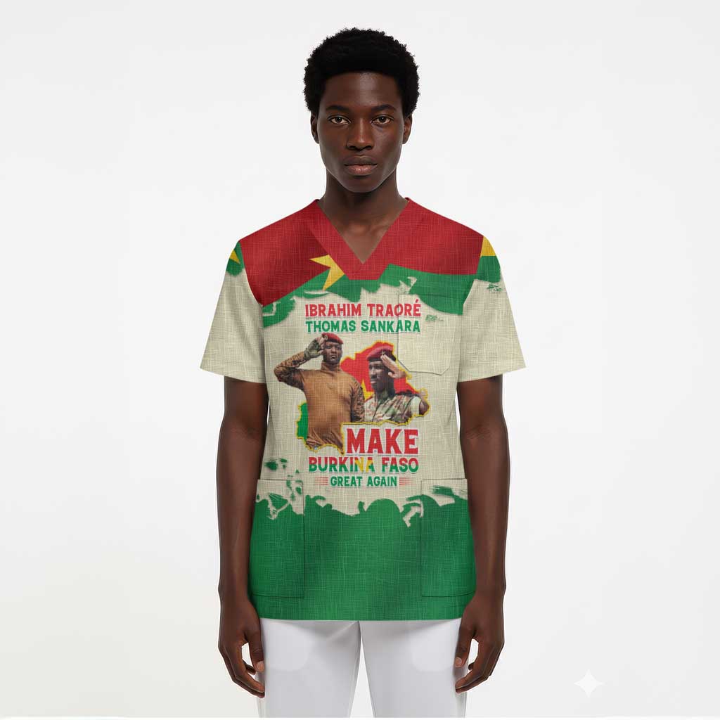 Ibrahim Traore Thomas Sankara Scrub Top Make Burkina Faso Great Again - African Pride