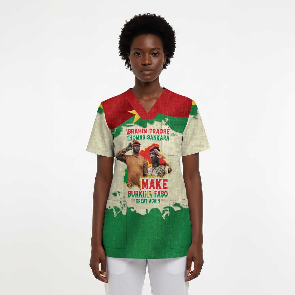 Ibrahim Traore Thomas Sankara Scrub Top Make Burkina Faso Great Again - African Pride