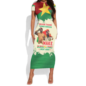 Ibrahim Traore Thomas Sankara Short Sleeve Bodycon Dress Make Burkina Faso Great Again