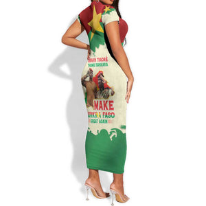 Ibrahim Traore Thomas Sankara Short Sleeve Bodycon Dress Make Burkina Faso Great Again