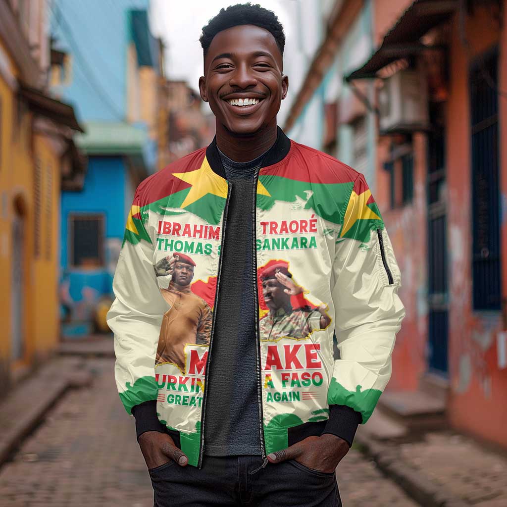 Ibrahim Traore Thomas Sankara Sleeve Zip Bomber Jacket Make Burkina Faso Great Again