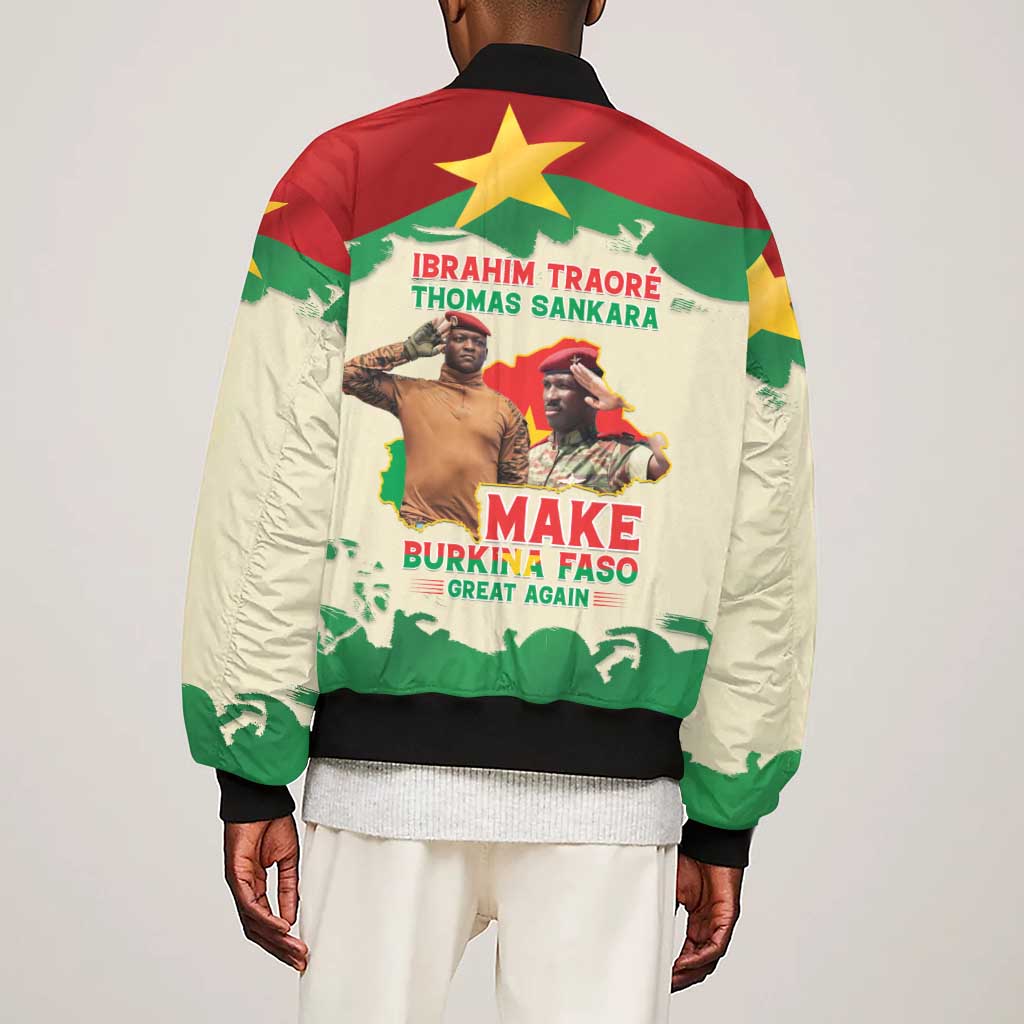 Ibrahim Traore Thomas Sankara Sleeve Zip Bomber Jacket Make Burkina Faso Great Again
