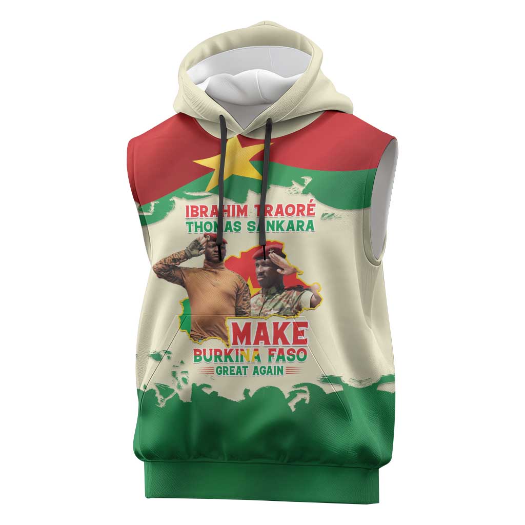 Ibrahim Traore Thomas Sankara Sleeveless Hoodie Make Burkina Faso Great Again - African Pride