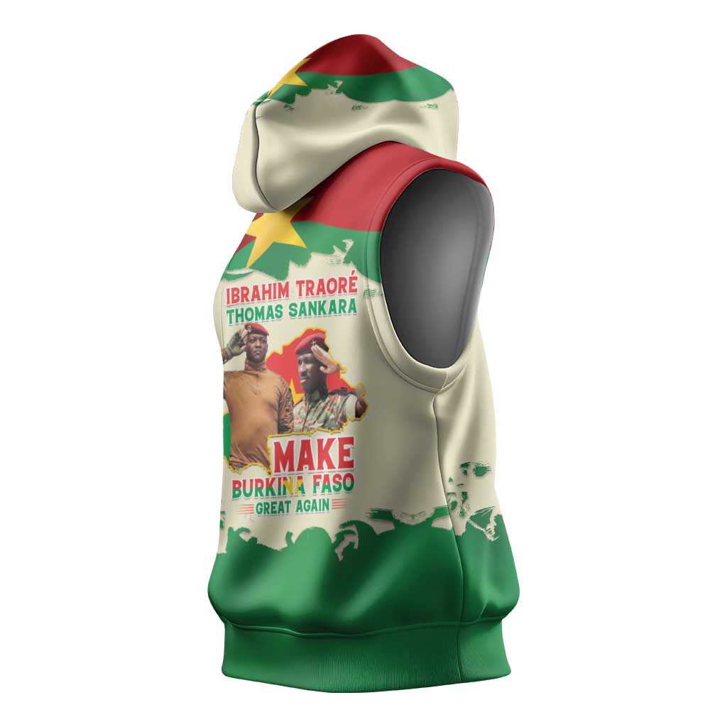 Ibrahim Traore Thomas Sankara Sleeveless Hoodie Make Burkina Faso Great Again - African Pride