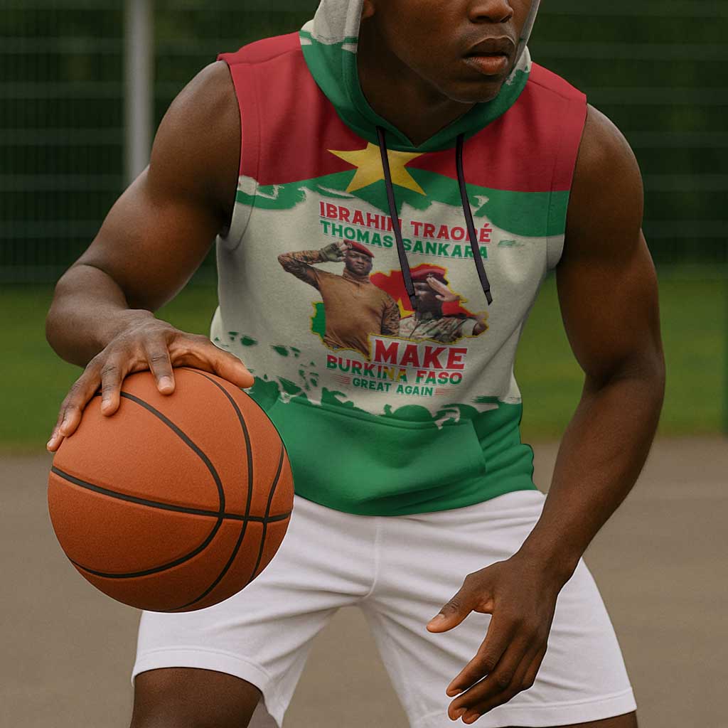 Ibrahim Traore Thomas Sankara Sleeveless Hoodie Make Burkina Faso Great Again - African Pride