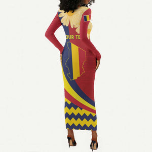 Personalised Afro Chad Long Sleeve Bodycon Dress Happy 65th of Independence