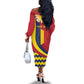 Personalised Afro Chad Off The Shoulder Long Sleeve Dress Happy 65th of Independence