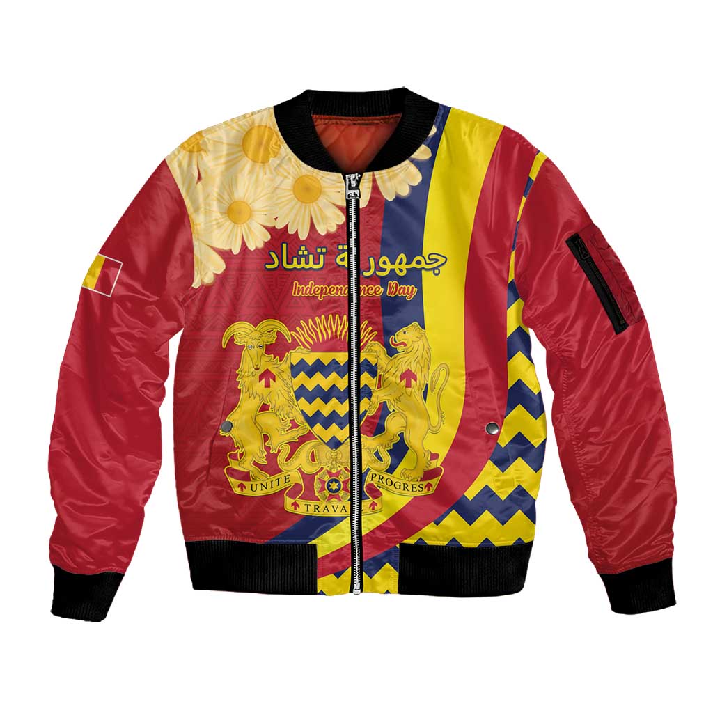 Personalised Afro Chad Sleeve Zip Bomber Jacket Happy 65th of Independence