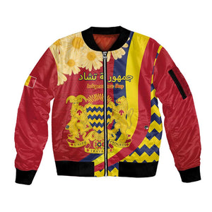 Personalised Afro Chad Sleeve Zip Bomber Jacket Happy 65th of Independence