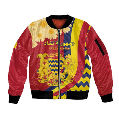 Personalised Afro Chad Sleeve Zip Bomber Jacket Happy 65th of Independence