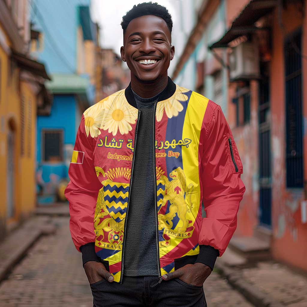 Personalised Afro Chad Sleeve Zip Bomber Jacket Happy 65th of Independence
