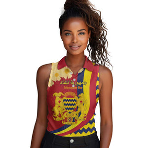 Personalised Afro Chad Women Sleeveless Polo Shirt Happy 65th of Independence