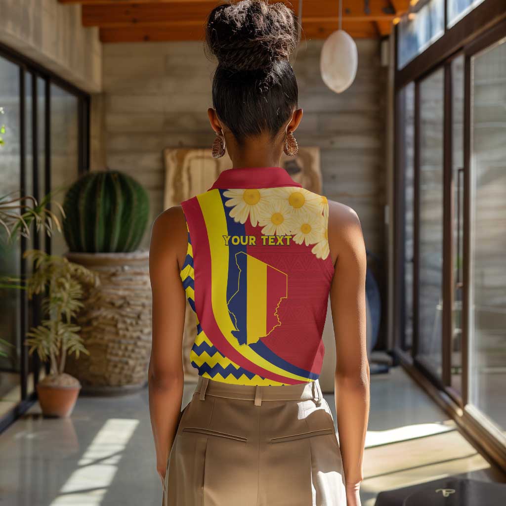 Personalised Afro Chad Women Sleeveless Polo Shirt Happy 65th of Independence