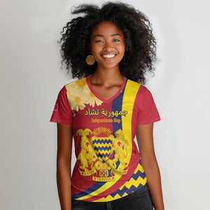 Personalised Afro Chad Women V-Neck T-Shirt Happy 65th of Independence