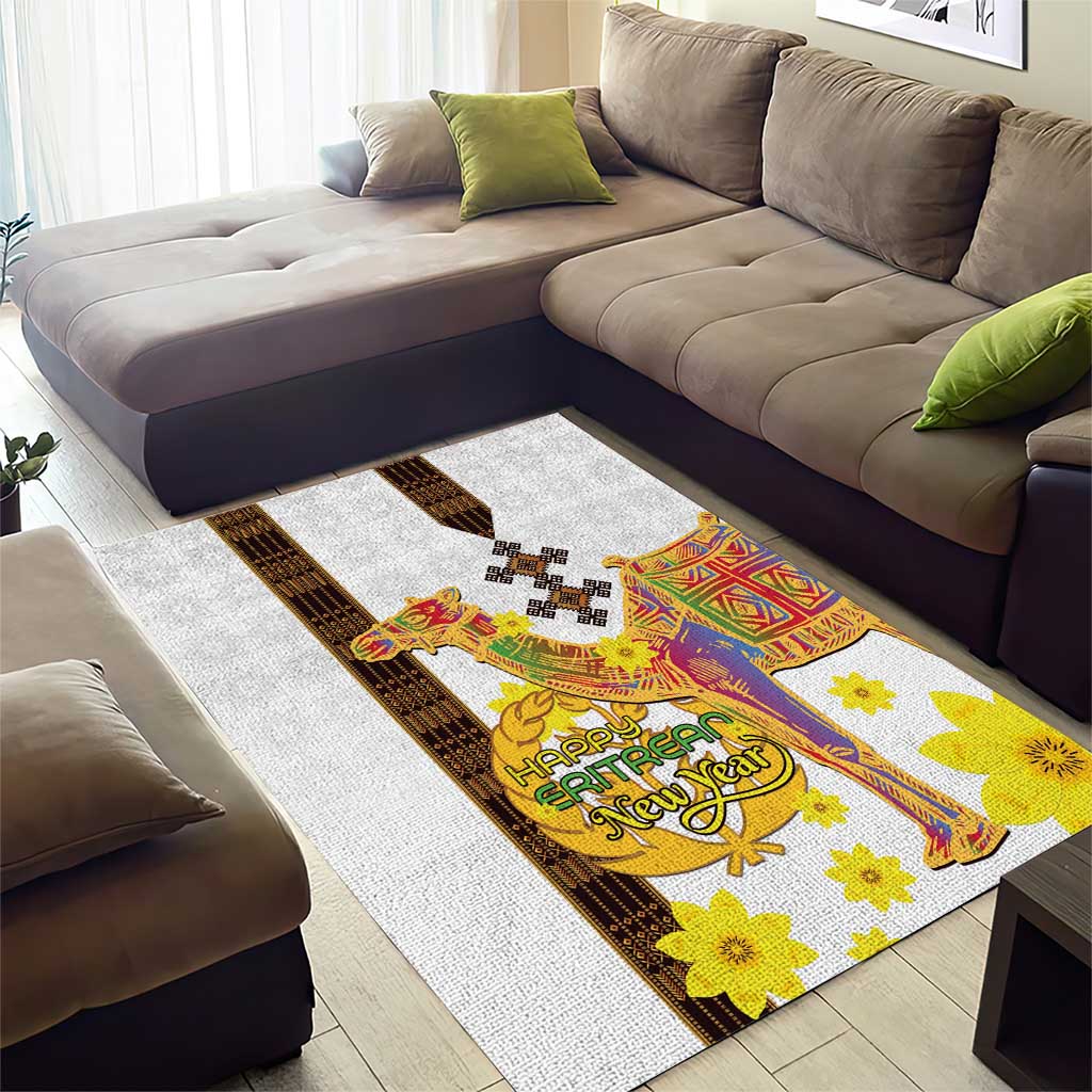 Melkam Enkutatash Eritrean Area Rug Camel With Habesha Tilet Pattern - African Pride