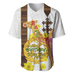 Melkam Enkutatash Eritrean Baseball Jersey Camel With Habesha Tilet Pattern - African Pride