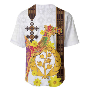 Melkam Enkutatash Eritrean Baseball Jersey Camel With Habesha Tilet Pattern - African Pride