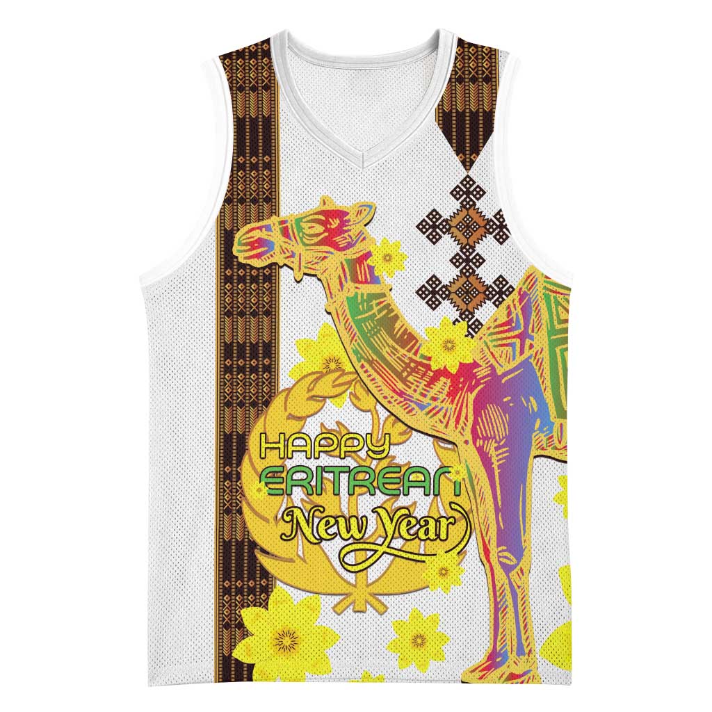 Melkam Enkutatash Eritrean Basketball Jersey Camel With Habesha Tilet Pattern - African Pride