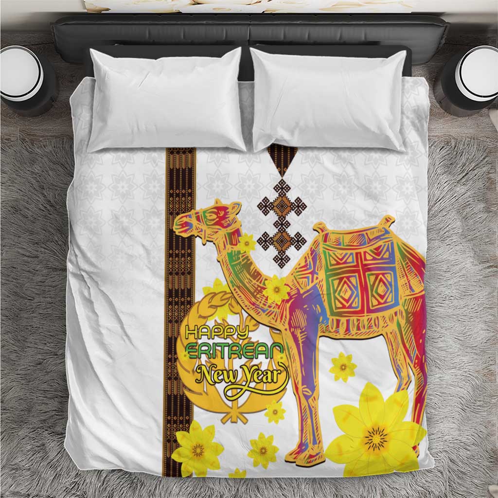 Melkam Enkutatash Eritrean Bedding Set Camel With Habesha Tilet Pattern - African Pride