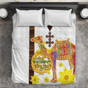 Melkam Enkutatash Eritrean Bedding Set Camel With Habesha Tilet Pattern - African Pride