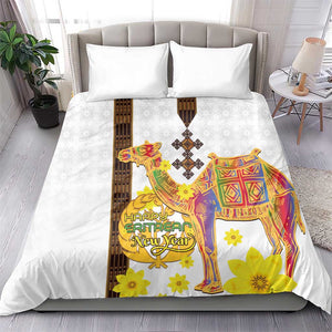 Melkam Enkutatash Eritrean Bedding Set Camel With Habesha Tilet Pattern - African Pride