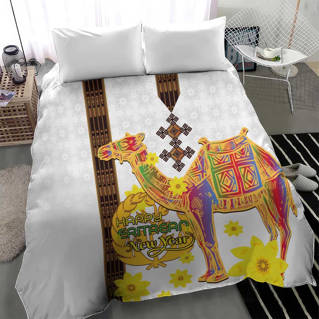 Melkam Enkutatash Eritrean Bedding Set Camel With Habesha Tilet Pattern - African Pride