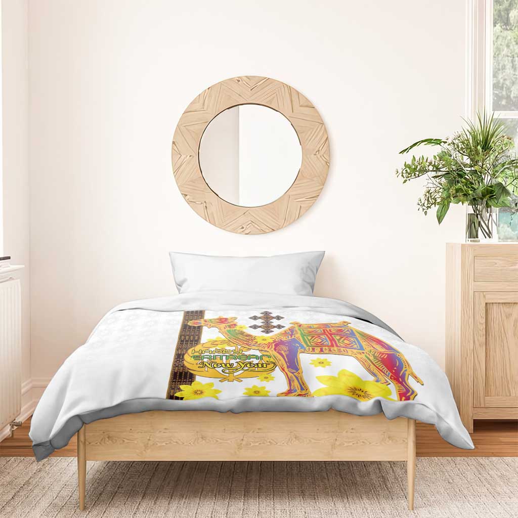 Melkam Enkutatash Eritrean Bedding Set Camel With Habesha Tilet Pattern - African Pride