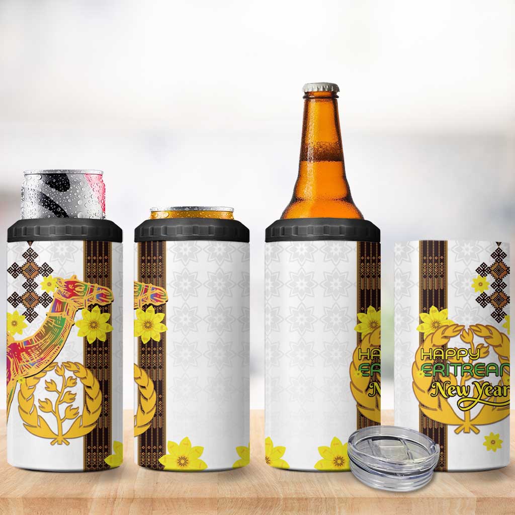 Melkam Enkutatash Eritrean 4 in 1 Can Cooler Tumbler Camel With Habesha Tilet Pattern - African Pride