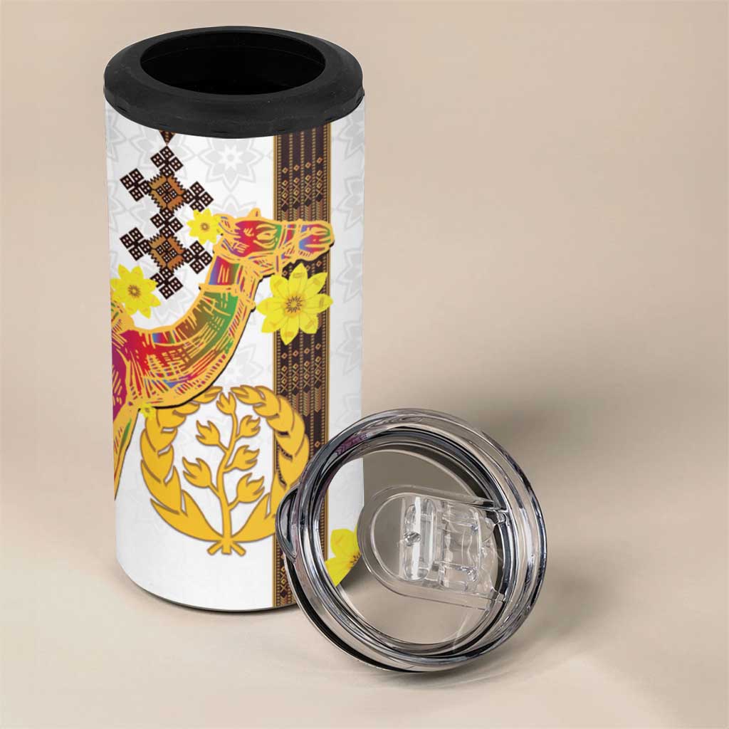 Melkam Enkutatash Eritrean 4 in 1 Can Cooler Tumbler Camel With Habesha Tilet Pattern - African Pride