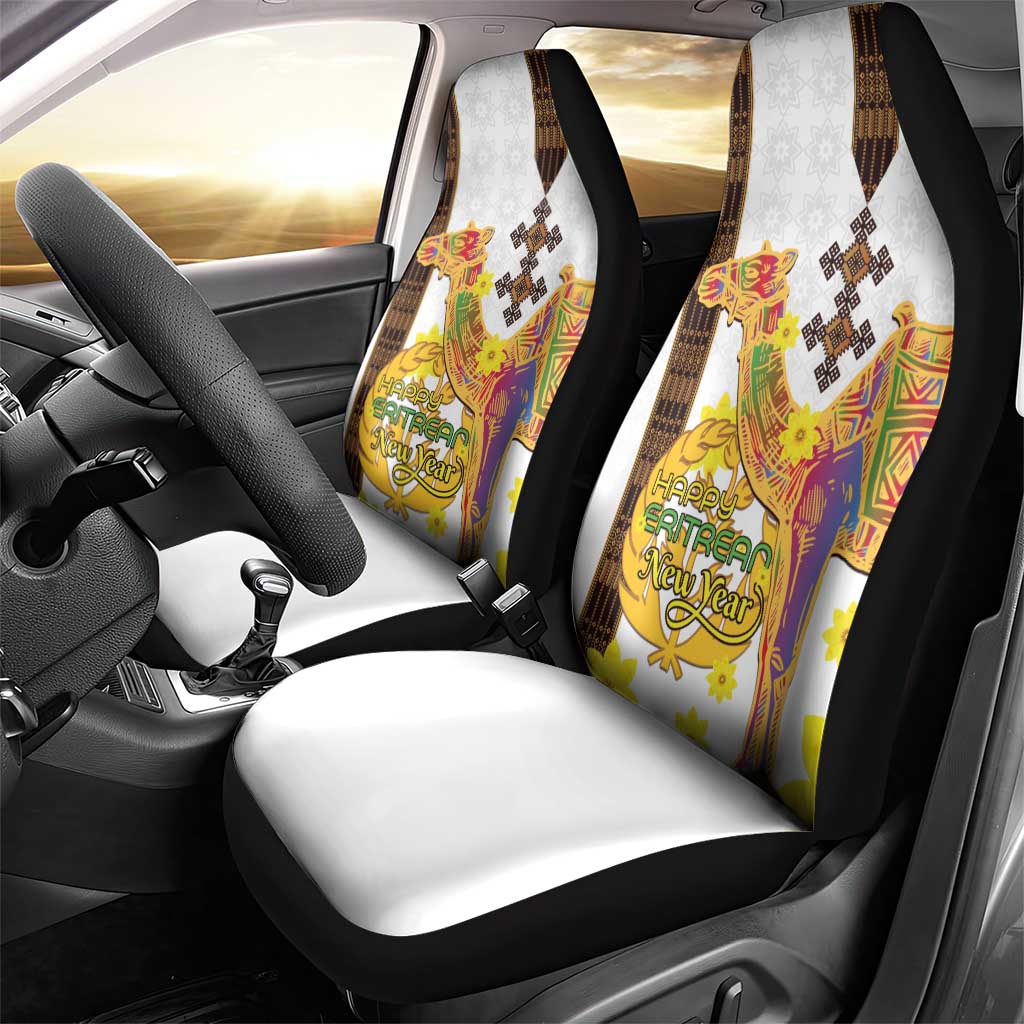 Melkam Enkutatash Eritrean Car Seat Cover Camel With Habesha Tilet Pattern - African Pride