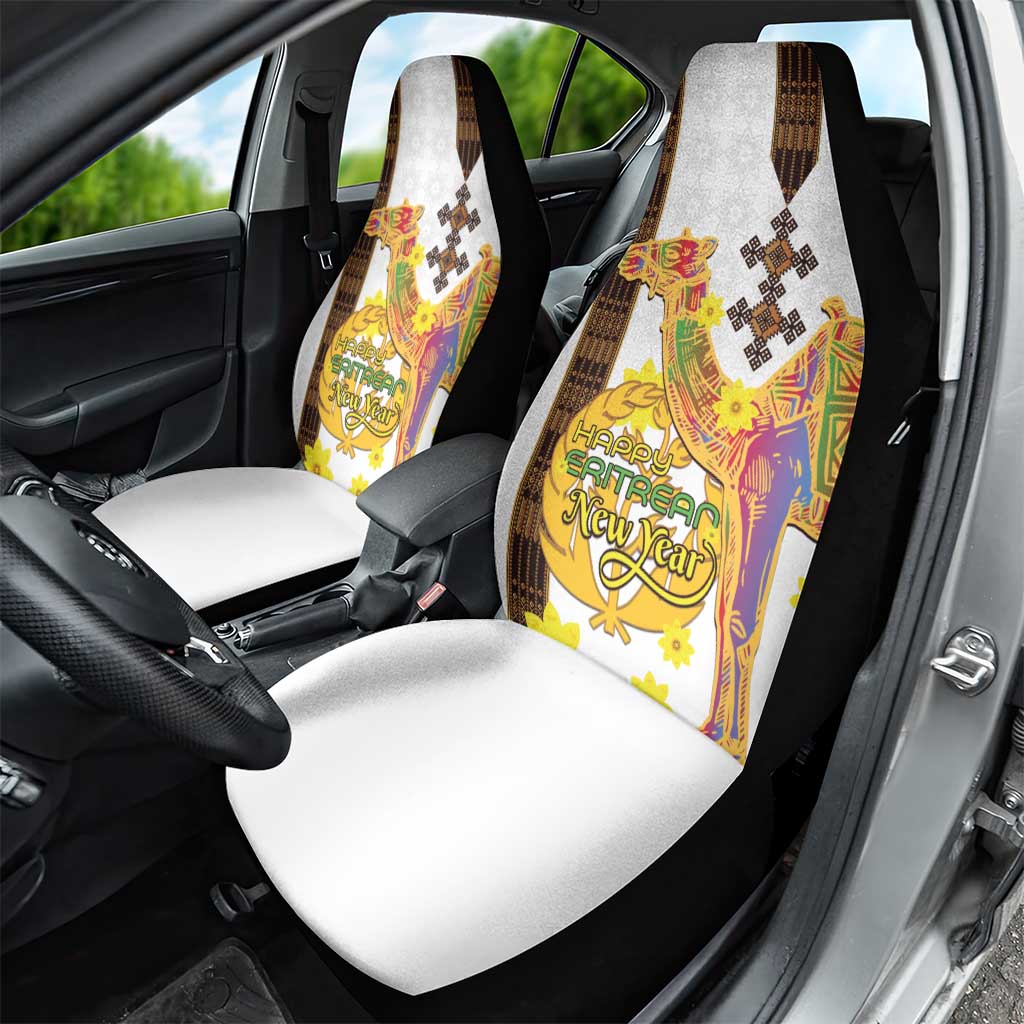 Melkam Enkutatash Eritrean Car Seat Cover Camel With Habesha Tilet Pattern - African Pride