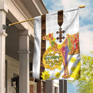 Melkam Enkutatash Eritrean Garden Flag Camel With Habesha Tilet Pattern - African Pride