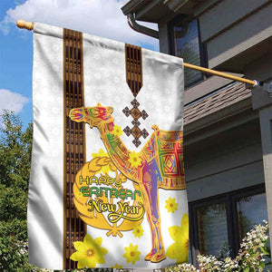 Melkam Enkutatash Eritrean Garden Flag Camel With Habesha Tilet Pattern - African Pride