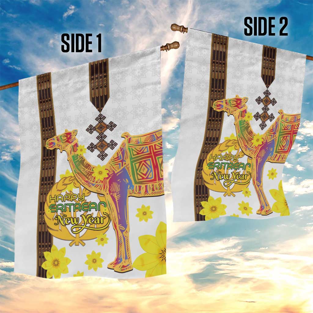 Melkam Enkutatash Eritrean Garden Flag Camel With Habesha Tilet Pattern - African Pride