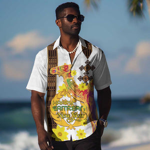 Melkam Enkutatash Eritrean Hawaiian Shirt Camel With Habesha Tilet Pattern - African Pride