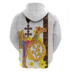Melkam Enkutatash Eritrean Hoodie Camel With Habesha Tilet Pattern - African Pride