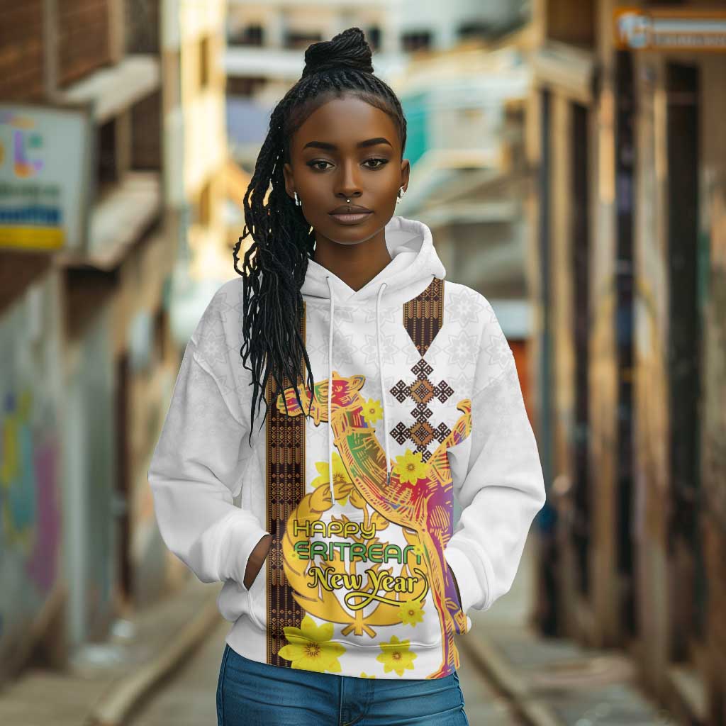 Melkam Enkutatash Eritrean Hoodie Camel With Habesha Tilet Pattern - African Pride