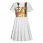 Melkam Enkutatash Eritrean Kid Short Sleeve Dress Camel With Habesha Tilet Pattern - African Pride