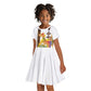 Melkam Enkutatash Eritrean Kid Short Sleeve Dress Camel With Habesha Tilet Pattern - African Pride