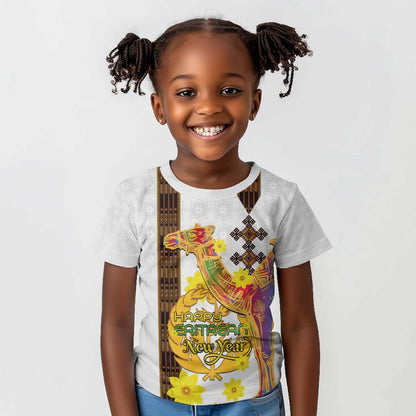 Melkam Enkutatash Eritrean Kid T shirt Camel With Habesha Tilet Pattern - African Pride