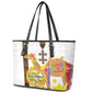 Melkam Enkutatash Eritrean Leather Tote Bag Camel With Habesha Tilet Pattern - African Pride