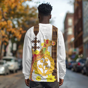 Melkam Enkutatash Eritrean Long Sleeve Shirt Camel With Habesha Tilet Pattern - African Pride