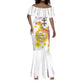 Melkam Enkutatash Eritrean Mermaid Dress Camel With Habesha Tilet Pattern - African Pride