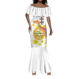 Melkam Enkutatash Eritrean Mermaid Dress Camel With Habesha Tilet Pattern - African Pride
