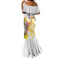 Melkam Enkutatash Eritrean Mermaid Dress Camel With Habesha Tilet Pattern - African Pride