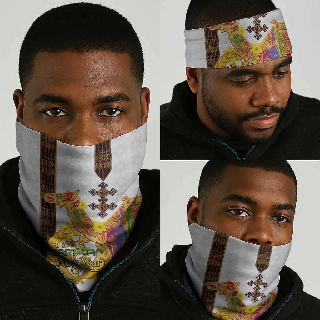 Melkam Enkutatash Eritrean Neck Gaiter Camel With Habesha Tilet Pattern - African Pride