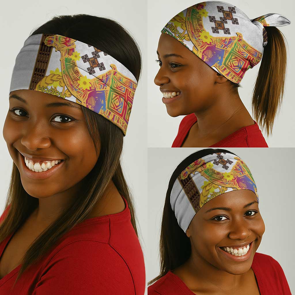 Melkam Enkutatash Eritrean Neck Gaiter Camel With Habesha Tilet Pattern - African Pride