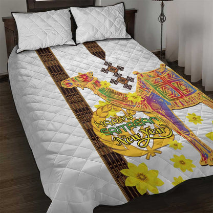 Melkam Enkutatash Eritrean Quilt Bed Set Camel With Habesha Tilet Pattern - African Pride