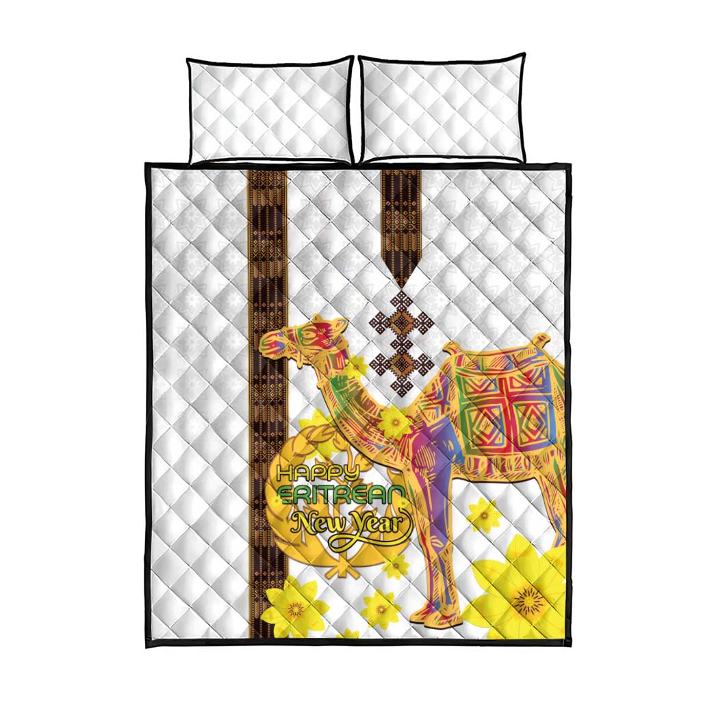 Melkam Enkutatash Eritrean Quilt Bed Set Camel With Habesha Tilet Pattern - African Pride