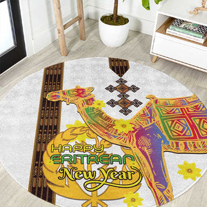 Melkam Enkutatash Eritrean Round Carpet Camel With Habesha Tilet Pattern - African Pride